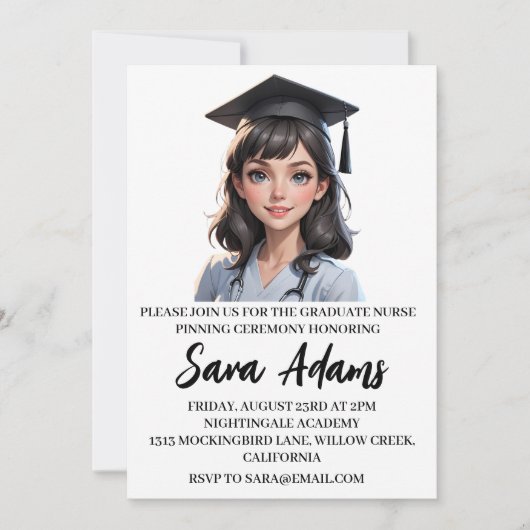 Moderne eenvoudige verpleging pinning ceremonie ui kaart (Voorkant)