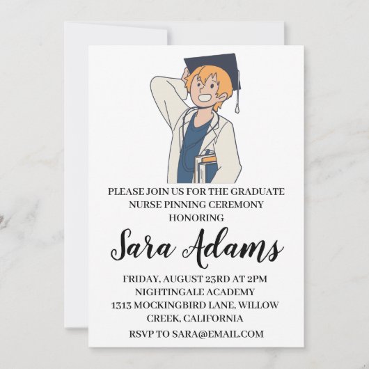 Moderne eenvoudige verpleging pinning ceremonie ui kaart (Voorkant)