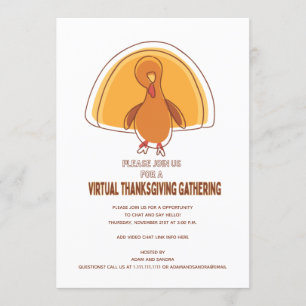 Moderne eenvoudige virtuele Thanksgiving voor Turk Kaart