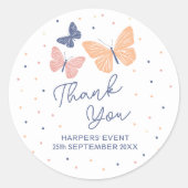 Moderne Eenvoudige Vlinderverjaardag Ronde Sticker (Voorkant)