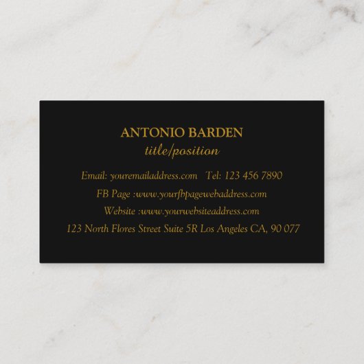 Moderne, eenvoudige vormgeving met metalen goud en visitekaartje (Achterkant)