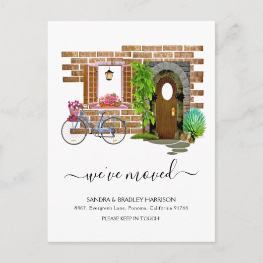 Moderne Eenvoudige Waterverf Nieuw adres Aankondigingskaart (Voorkant)