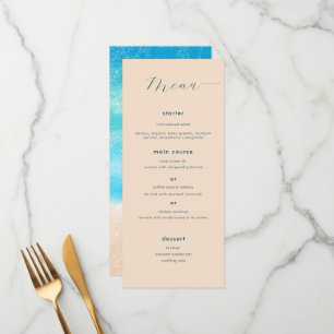 Moderne eenvoudige Waterverf Sandy Beach bruiloft Menu