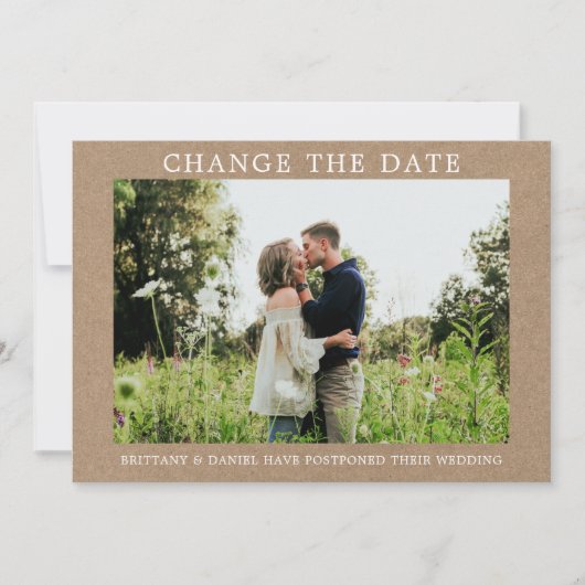 Moderne eenvoudige wijziging van de datum-Kraft-ka Save The Date (Voorkant)