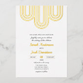 Moderne eenvoudige witte en gouden bruiloft folie uitnodiging (Voorkant)