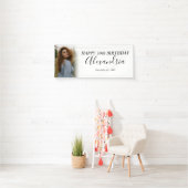 Moderne Eenvoudige Witte Foto Verjaardagsfeestbann Spandoek (Insitu)