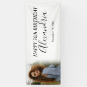 Moderne Eenvoudige Witte Foto Verjaardagsfeestbann Spandoek (Verticaal)