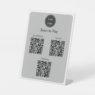 Moderne eenvoudige witte grafietscan om QR-codes t Reclamebord Met Voetstuk