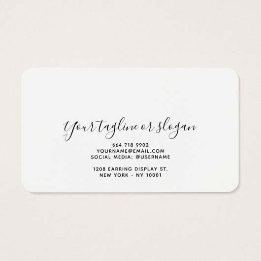 Moderne eenvoudige witte stud oorbel display kaart (Achterkant)