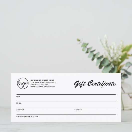 Moderne, eenvoudige zakelijke cadeaubon voor Logo (Staand voorkant)