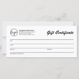 Moderne, eenvoudige zakelijke cadeaubon voor Logo