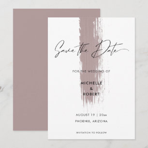 Moderne eenvoudige zandterracotta penseelstreek save the date