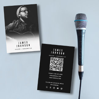 Moderne eenvoudige zanger muzikant fotografie visitekaartje