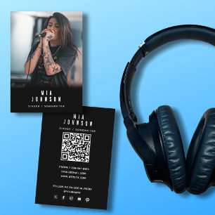 Moderne eenvoudige zanger muzikant fotografie zwar visitekaartje