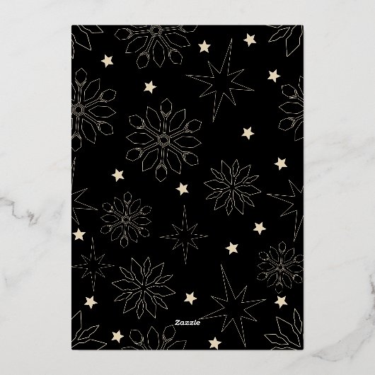 Moderne Eenvoudige Zwart & Goud Elegante Kerstboom Folie Uitnodiging (Achterkant)