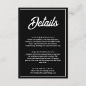 Moderne eenvoudige zwart-wit chique bruiloft detai informatiekaartje (Voorkant)