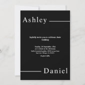 Moderne eenvoudige zwart-wit delicate bruiloft kaart (Voorkant)