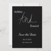 Moderne eenvoudige zwart-wit elegante bruiloft save the date (Voorkant)