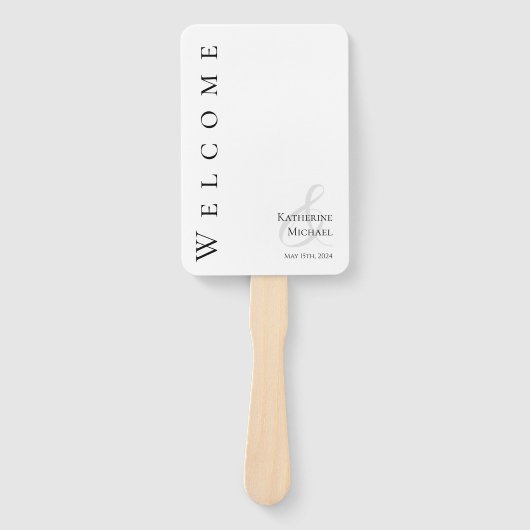 Moderne Eenvoudige Zwart-Wit-Huwelijks- Handwaaier (Voorkant)