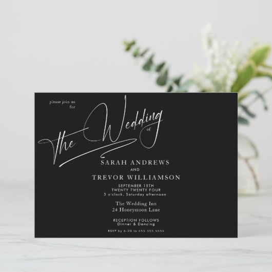 Moderne, eenvoudige zwart-wit kaart (Staand voorkant)