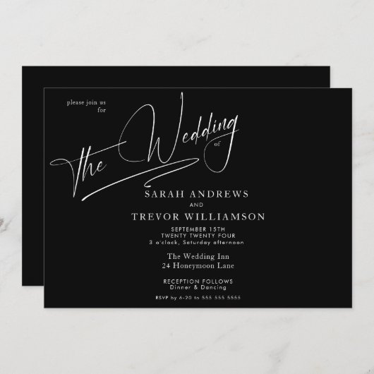 Moderne, eenvoudige zwart-wit kaart (Voorkant / Achterkant)