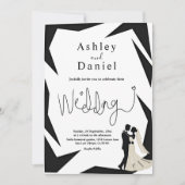 Moderne eenvoudige zwart-wit paar chique bruiloft kaart (Voorkant)