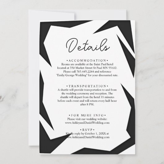 Moderne eenvoudige zwart-wit paar chique bruiloft kaart (Achterkant)