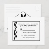 Moderne Eenvoudige Zwart-Wit Pinstripe RSVP Uitnodiging Briefkaart (Voorkant / Achterkant)