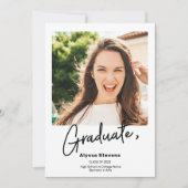 Moderne, eenvoudige zwarte 2 foto's afstuderen aankondiging (Voorkant)