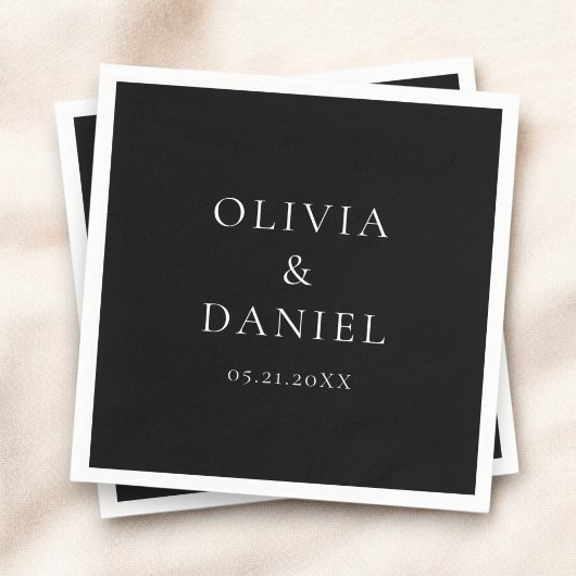 Moderne, eenvoudige zwarte bruiloft servet