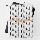 Moderne eenvoudige zwarte en witte kerst inpakpapier vel (In situ)