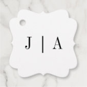 Moderne eenvoudige zwarte en witte monogram bruilo bedankjes labels (Voorkant)