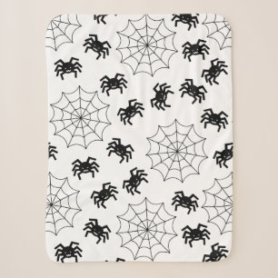 Moderne Eenvoudige Zwarte en Witte Spin Halloween Sherpa Deken