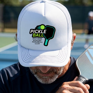 Moderne Eenvoudige Zwarte Groene Pickleball Club N Trucker Pet