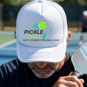 Moderne Eenvoudige Zwarte Groene Pickleball Sportc Trucker Pet