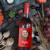 Moderne Eenvoudige Zwarte Lucky In Love Clover Fot Wijn Etiket