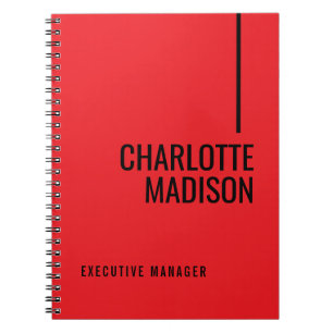 Moderne Eenvoudige Zwarte Rode Minimalistische Vet Notitieboek