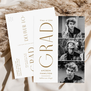 Moderne Eenvoudigheids Brass 3 Fotogradatie Partij Uitnodiging Briefkaart