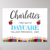 Moderne eerste dag van de kinderopvang 1e dag van  poster (Voorkant)