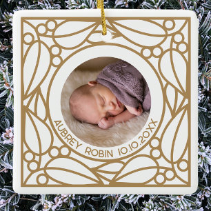Moderne eerste kerst Persoonlijk ingelijste foto  Keramisch Ornament