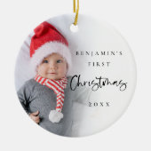 Moderne eerste kerstfoto Baby Keramisch Ornament (Voorkant)