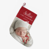 Moderne eerste kerstfoto gepersonaliseerd kleine kerstsok (Voorkant (Hangend))