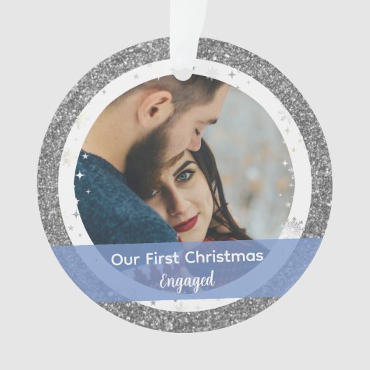 Moderne Eerste Kerstmis 2 foto's Ornament (voorkant)