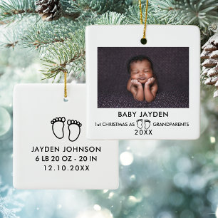 Moderne eerste Kerstmis als grootouders Foto Keramisch Ornament