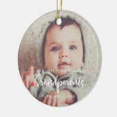 Moderne Eerste Kerstmis als grootouders Keramisch Ornament (Links)