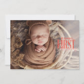 Moderne Eerste Kerstmis Baby Op Maat Gemaakte Foto Feestdagenkaart (Voorkant)