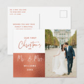 Moderne eerste Kerstmis, foto van Mr & Mrs Copper Feestdagenkaart (Voorkant / Achterkant)