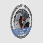 Moderne Eerste Kerstmis samen 2 foto's Ornament (voorkant)