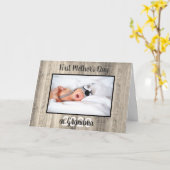 Moderne eerste Moederdag als oma fotohout Kaart (Gele Bloem)