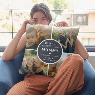 Moderne eerste Moederdag Foto collage Kussen